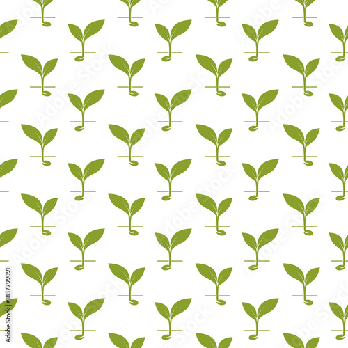 Young Sprout seamless pattern isolated on white background