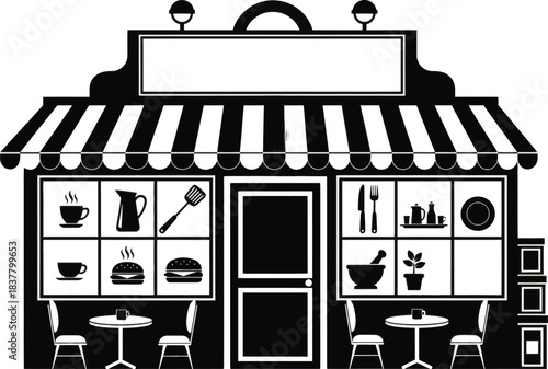 Small Café Exterior Illustration Vector
