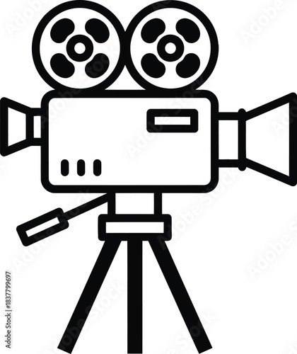 Vintage Film Camera on Tripod Vector