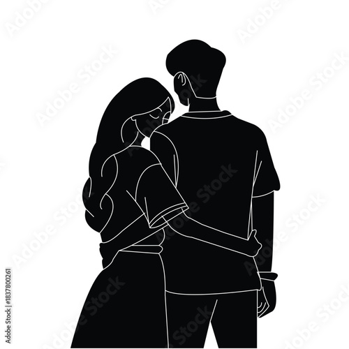 Romantic Couple Walking Silhouette | Love & Companionship Vector