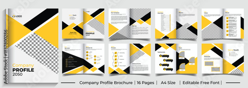 Modern creative brochure template layout design, 16-page corporate brochure editable template, minimal business company profile brochure design