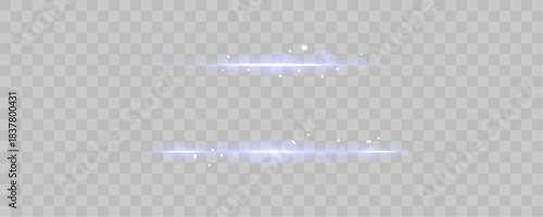 A thin sky-blue beam stretches horizontally, shimmering softly with tiny spark particles. Its glowing trail adds elegance and motion. vector