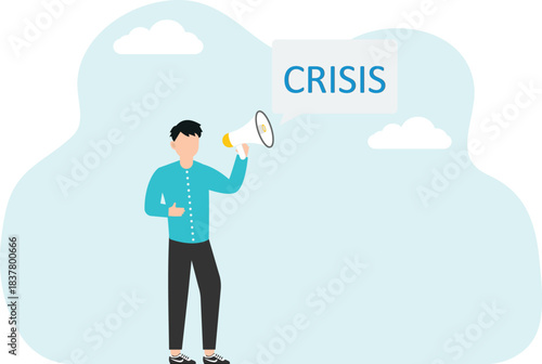 Financial difficulties, decrease in value of business or company shares, stock market crash, economic crisis, business failure, loss of cash, lose investments, man warns of crisis.
