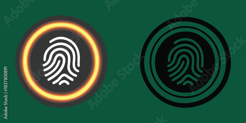 Digital biometric fingerprint identification security access technology icons providing modern authentication solutions