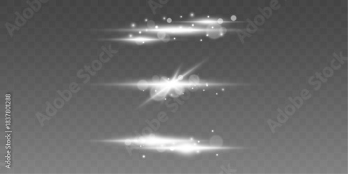 A radiant white beam flows diagonally, leaving a subtle glitter trail. Its luminous glow enhances the visual intensity of any design. vector