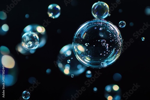 Wallpaper Mural Transparent spheres floating against a dark background Torontodigital.ca