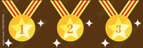 Gold Silver and Bronze medals with numbers 1 2 3 representing achievement and victory perfect for sports or competition themes EPS vector