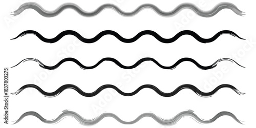 Collection of wavy brush stroke lines abstract organic shapes for graphic design elements EPS vector