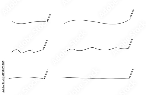 鉛筆で書いているシンプルな手書きの線あしらいセット