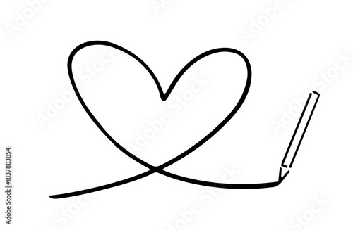 鉛筆で書いているシンプルな手書きのハート