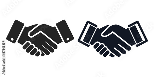 Professional business handshake icons representing agreement partnership and a successful deal conclusion vector illustration