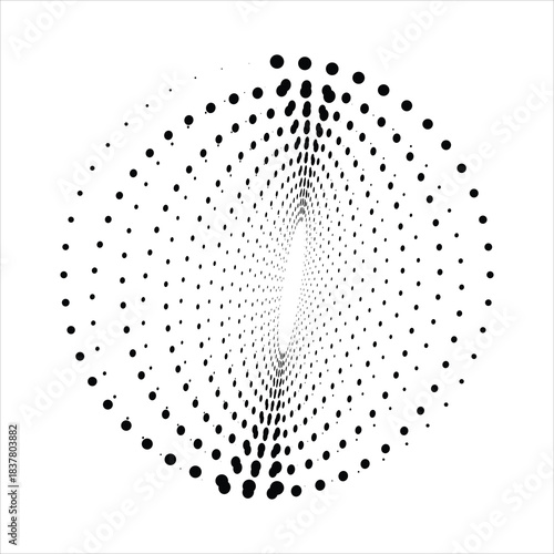 Abstract spiral pattern of black dots a dynamic graphic element with a sense of motion and depth perfect for digital art and design backgrounds EPS vector