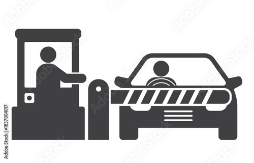 pay toll fee check point with waiting car icon