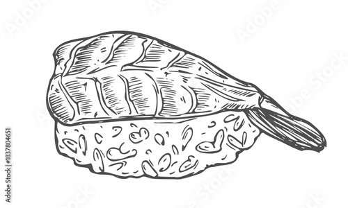 Drawing of nigiri sushi - hand sketch of food
