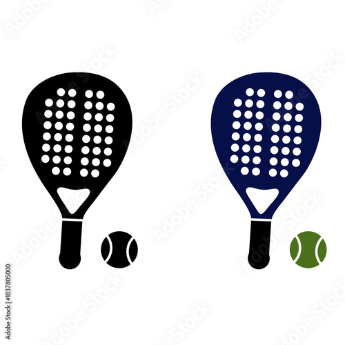 Padel Racket Ball Simple Icon. Sports Equipment Silhouette Illustration