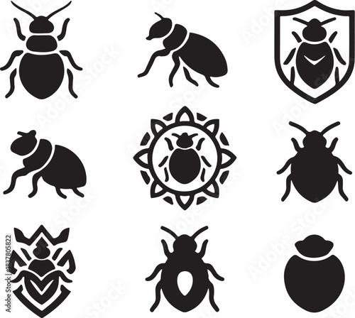 Bed Bug Silhouette Icon Set.eps