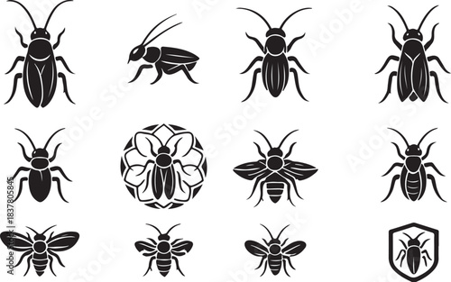 Cockroach Silhouette Icon Set.eps