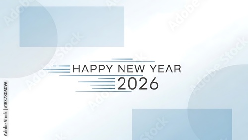 Happy New Year 2026 with Blue Geometric Accents greeting