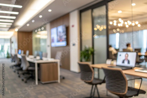 modern office interior with laptop