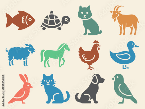 Farm Animals Cow Bell Sheep Goat Pig Horse Chicken Duck Dog