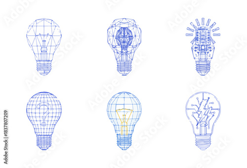 Conceptual display of light bulbs representing ideas and innovation