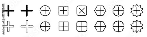 手書き風プラスボタンセット　黒線　Handwritten Plus Button Set (Black Line)