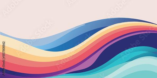 Abstract colorful wave pattern background with smooth curves and vibrant color transitions
