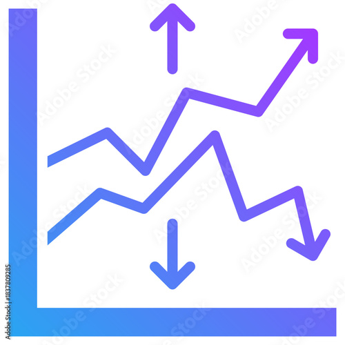 Fluctuation icon for management crisis, website, application, printing, document, poster design, etc
