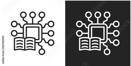 Machine Learning Icon In Black And White Line Style