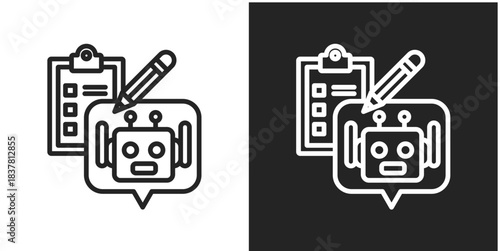 Tutoring Icon In Black And White Line Style