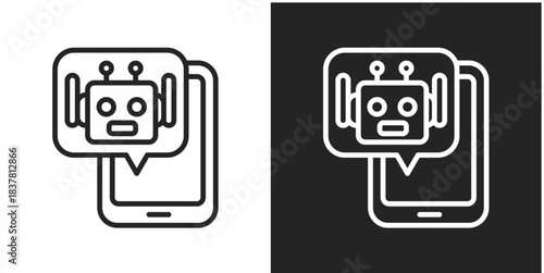 Virtual Assistants Icon In Black And White Line Style