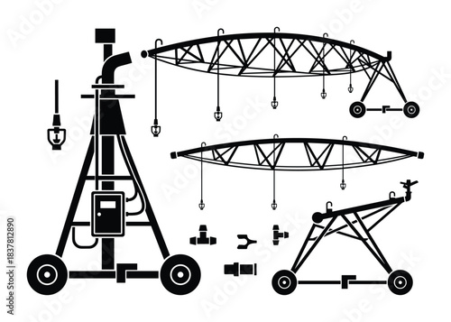 Center pivot irrigation equipment, sprinkler irrigation machine, water pump, and various spray nozzle for agriculture
