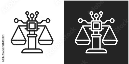Ethics Icon In Black And White Line Style
