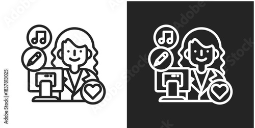 Content Creation Icon In Black And White Line Style