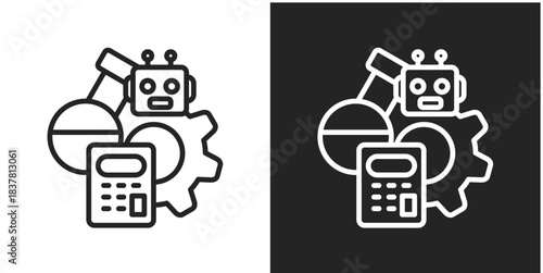 STEM Icon In Black And White Line Style