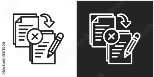 Plagiarism Detection Icon In Black And White Line Style