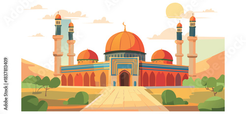 vector for muslim background taj mahal in india