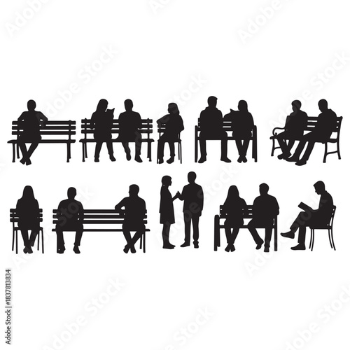people sitting on bench or chair vector