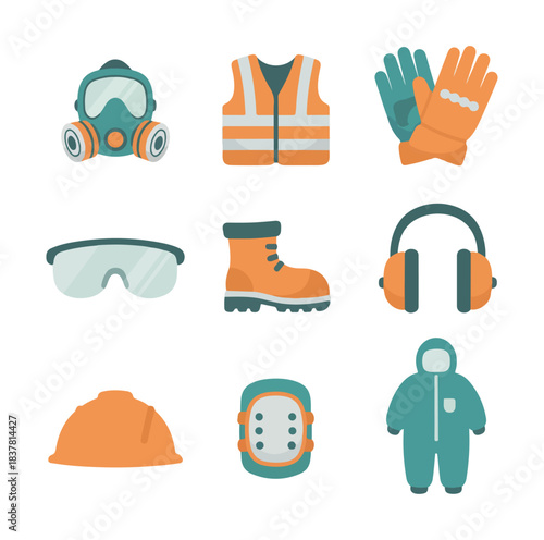 Safety equipment collection illustration protective gear workplace hazard prevention