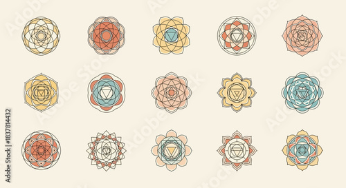 Pastel Chakra and Sacred Geometry Symbols Collection