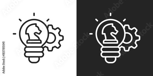 Strategic Plan Icon In Black And White Line Style