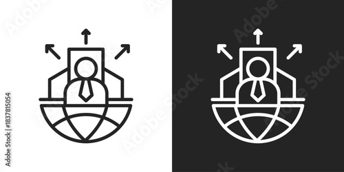 Outsourcing Icon In Black And White Line Style