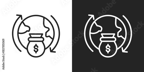 Circular Economy Icon In Black And White Line Style