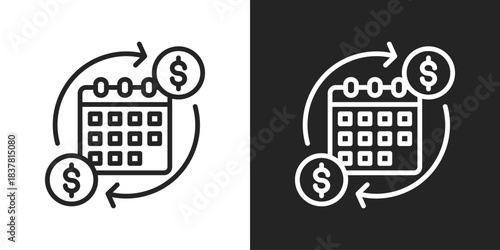 Subscription Model Icon In Black And White Line Style