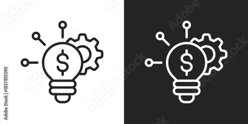 financial technology Icon In Black And White Line Style