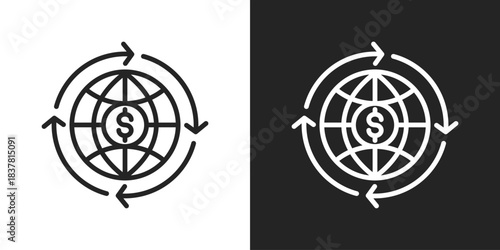 Globalization Icon In Black And White Line Style