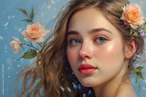 beautiful girl with flowers