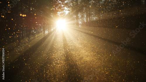 逆光に溶ける森の微粒子