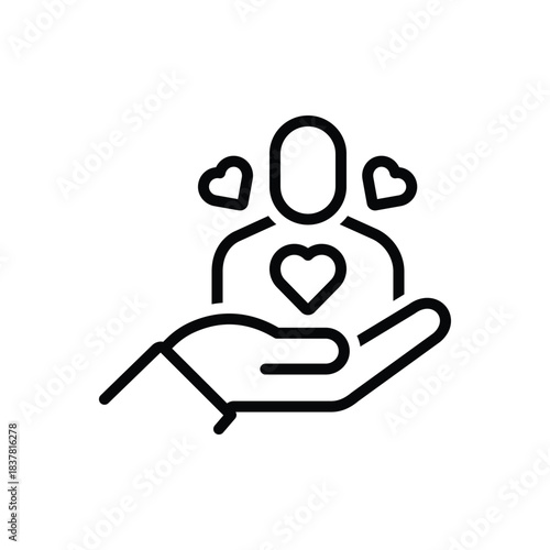 Black line icon for personalized care