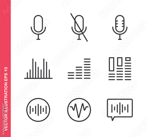 Audio icon. Outline icons collection. Editable stroke.
